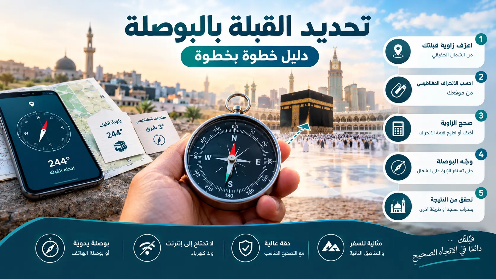 تحديد القبلة بالبوصلة